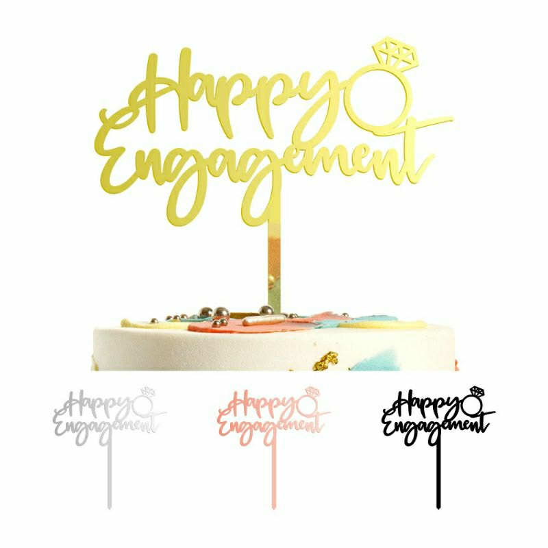 10 Pcs Cake Topper Acrylic Happy Engagement