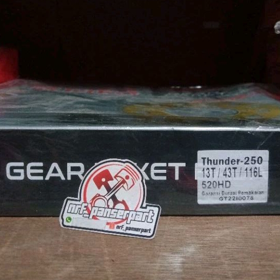 GEARSET RANTE THUNDER 250 GOLD//GIR RANTAI SUZUKI THUNDER 250 520H-116L 13T-43T RIKO