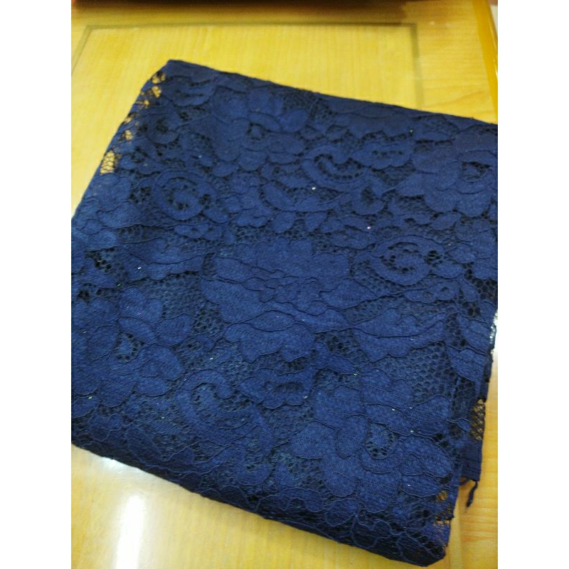 Kain/Bahan Brokat lace cord warna navy(dongker)//Bahan brokat bridesmaid//Kain brokat motif bunga