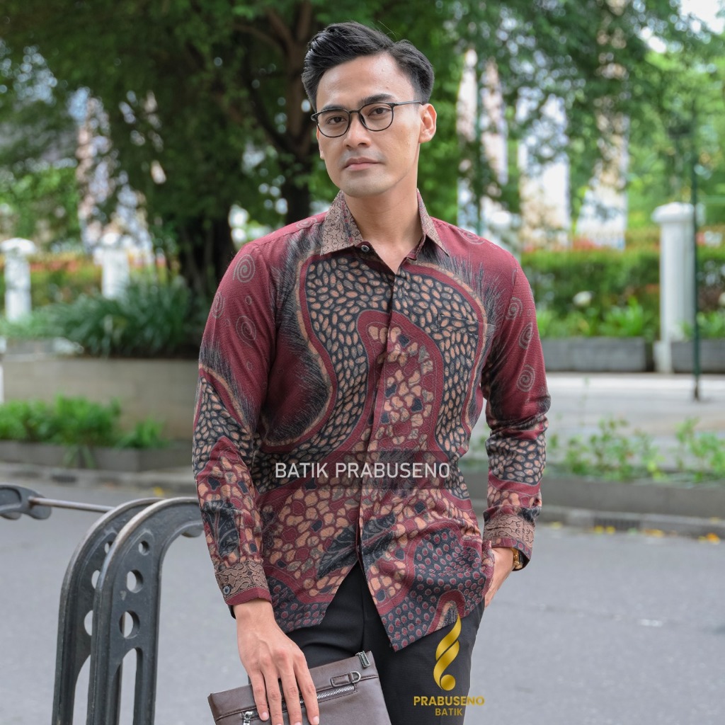 Batik Prabuseno - Batik Pria Lengan Panjang Dobby Reguler Motif Welirang