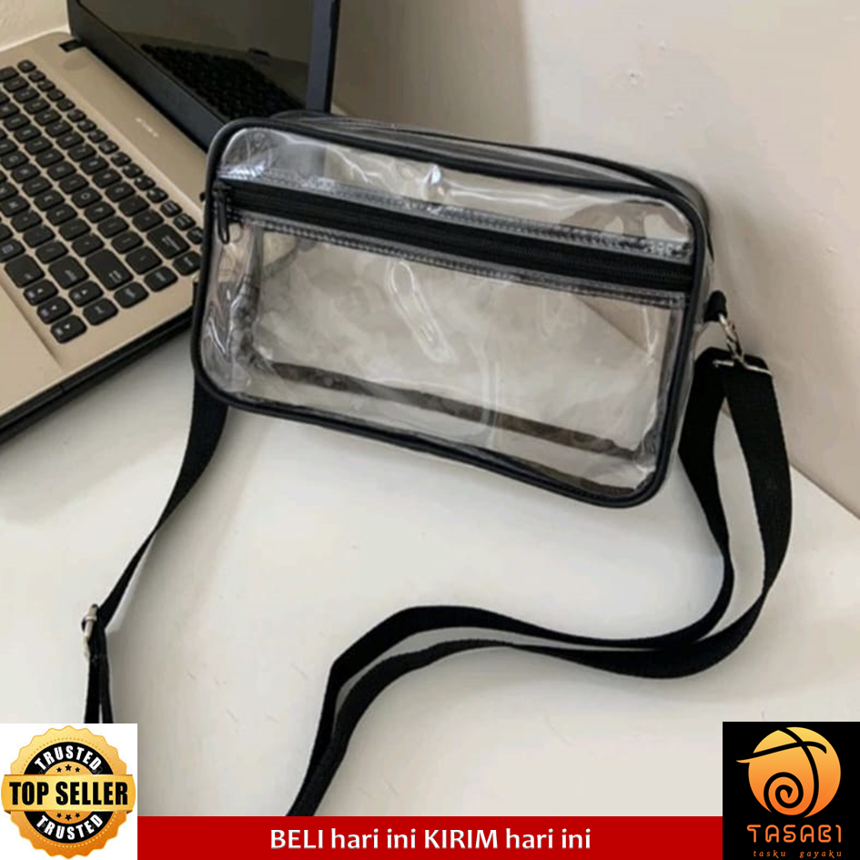 Tas Transparan Bening QANITA - Tas Mika Transparan - Sling Bag Transparan Pria Wanita - Tas Bening
