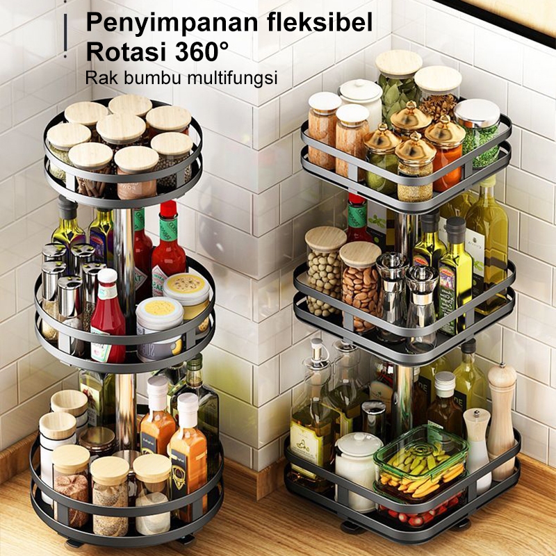 NEW Rak Putar Bumbu Dapur Rak Bumbu Putar Berputar 360 Derajat Rak Dapur Berputar Rotate Kitchen