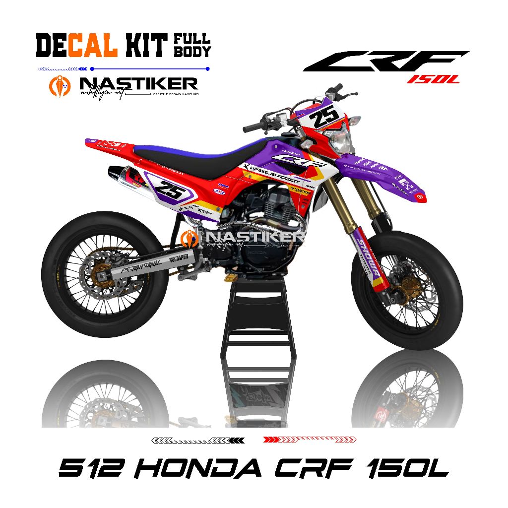 0512- decal kit honda crf 150l fullbody merah ungu - decal crf 150 l full body SIMPLE ELEGAN