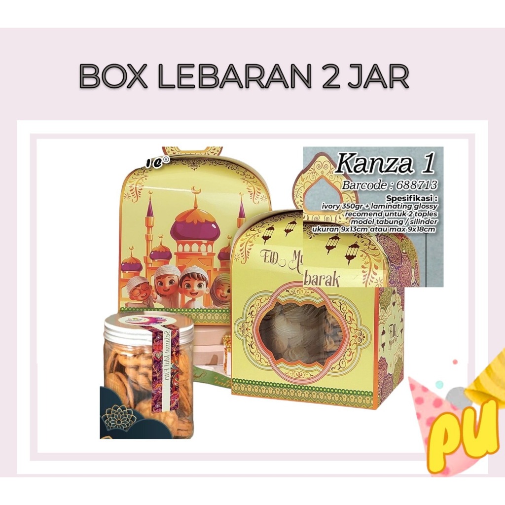 

Box Idul Fitri 2 Jar Lebaran / Kotak Kue Lebaran / Parcel Idul Fitri / Hampers Lebaran ukuran 9x30x18 cm