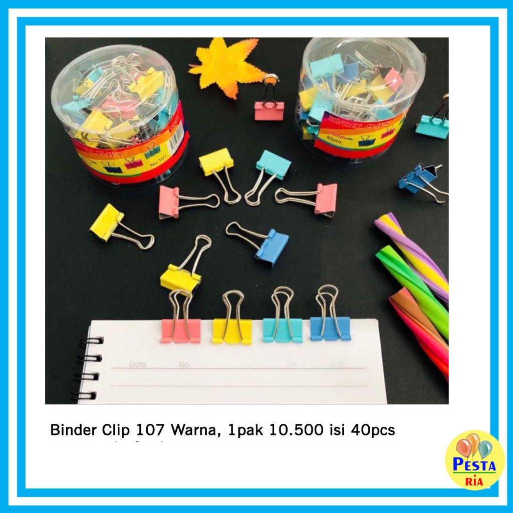 

Murah!! Binder Clip Warna isi 40pcs, klip penjepit kertas, penjepit kertas, klip