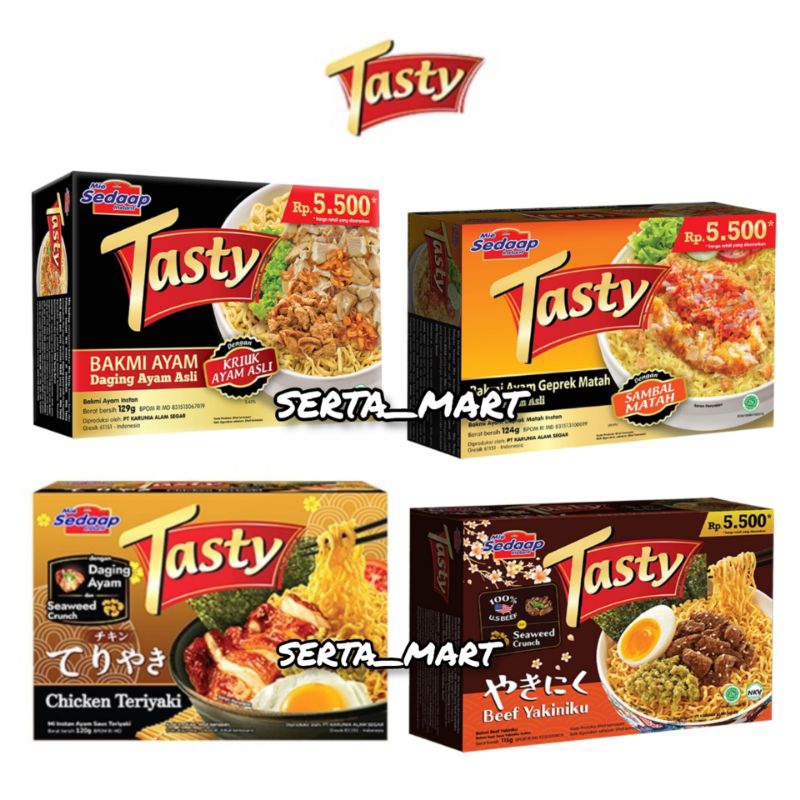 

Mie Sedaap Tasty Bakmi Ayam / Mi Sedap Instan Ayam Geprek / Beef Yakiniku Sambal Matah 129gr