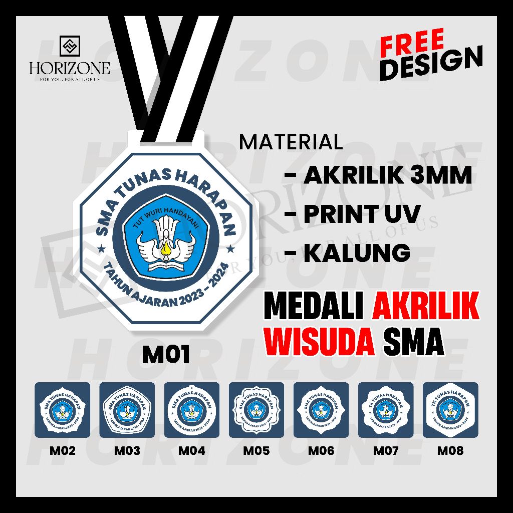 Medali Wisuda SMA Akrilik Print UV