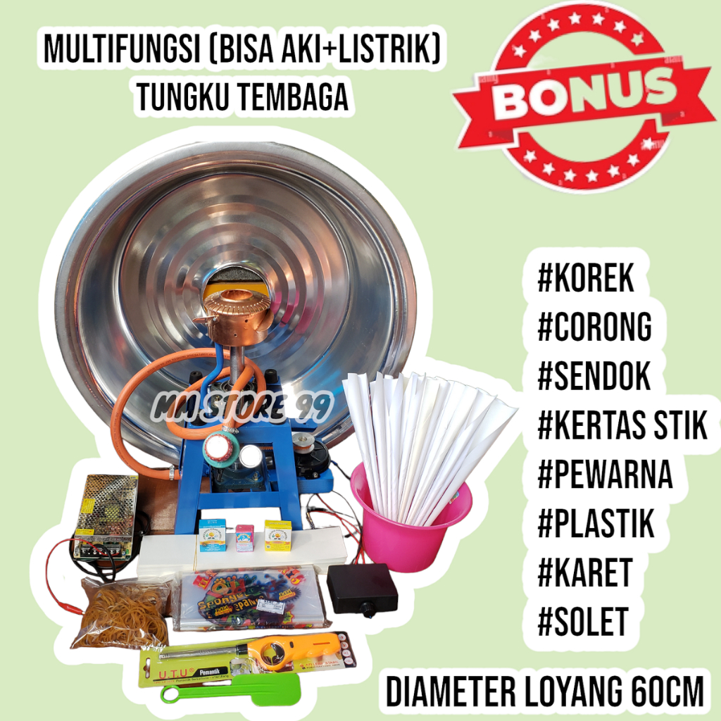 COD - Mesin Harum Manis Multifungsi Besar Tungku Twister Tembaga (Bisa Listrik dan Aki) Mesin Gulali
