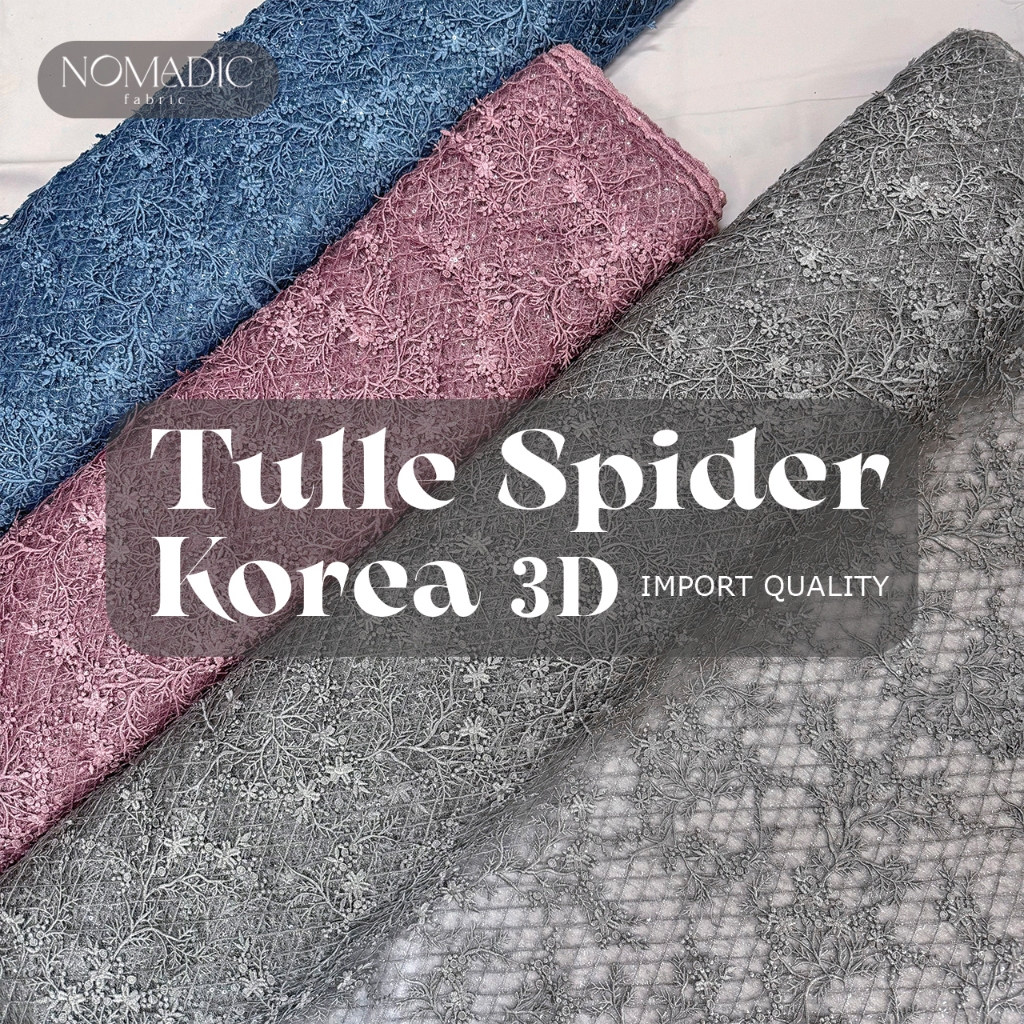 ½ Meter Kain Brokat Tulle Spider Korea 3D || Tile Spider  Import || Brokat Premium