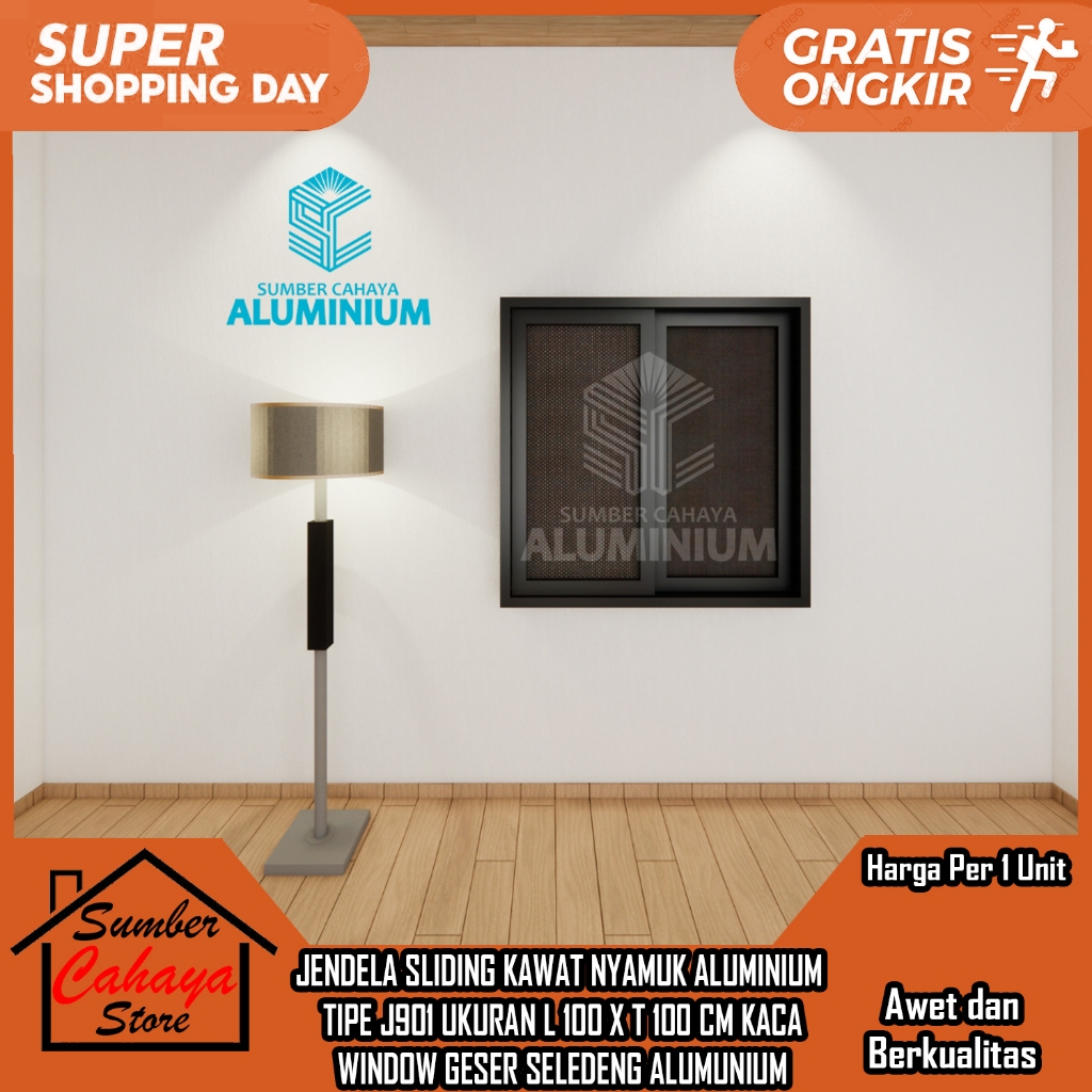 [KARGO] JENDELA SLIDING KAWAT NYAMUK ALUMINIUM TIPE J901 UKURAN : L 100 X T 100 100x100 CM GESER SLE
