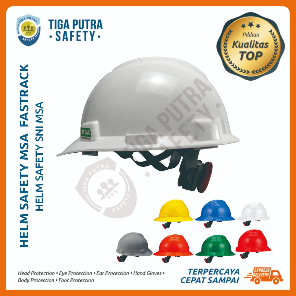 Helm Safety Proyek SNI MSA V-Gard Fastrack Tali Dagu