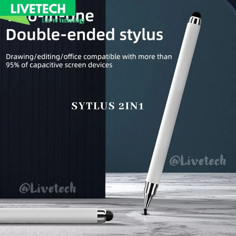 LIVETECH Stylus Pen Android Tablet Phone Apple Laptop sentuh presisi tinggi kapasitif 2 in 1 presisi tinggi Stylus Touch Stylus Pen 2in1 Universal Microfiber Head Touch Drawing Pen Stylus Pen Touch Screen Anti-Mistouch Active Pencil With Palm Rejection