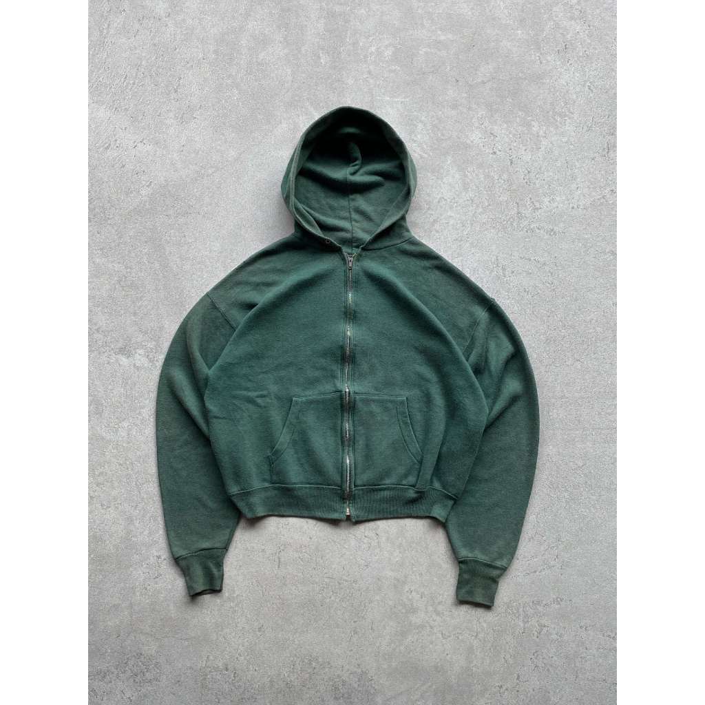 Vintage 1980's Healthknit Faded Green Zip Hoodie