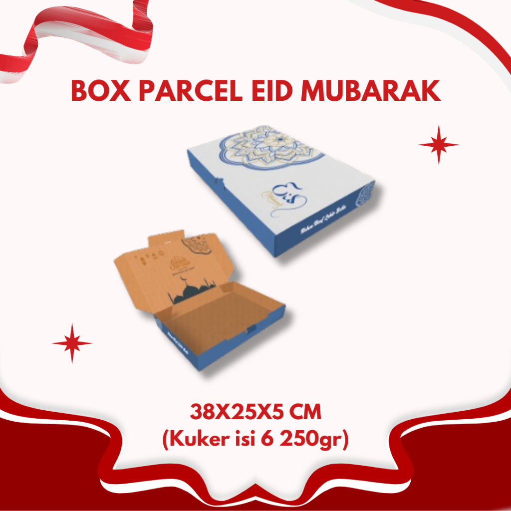 

BOX EDISI EID MUBARAK 38X25X5 CM/ BOX KARTON/ HAMPERS/ KUE KERING