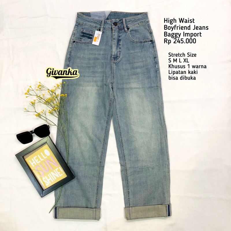 BOYFRIEND JEANS BAGGY PANTS HIGHWAIST IMPORT WANITA// HIGHWAIST PANTS IMPORT BOYFRIEND JEANS BAGGY