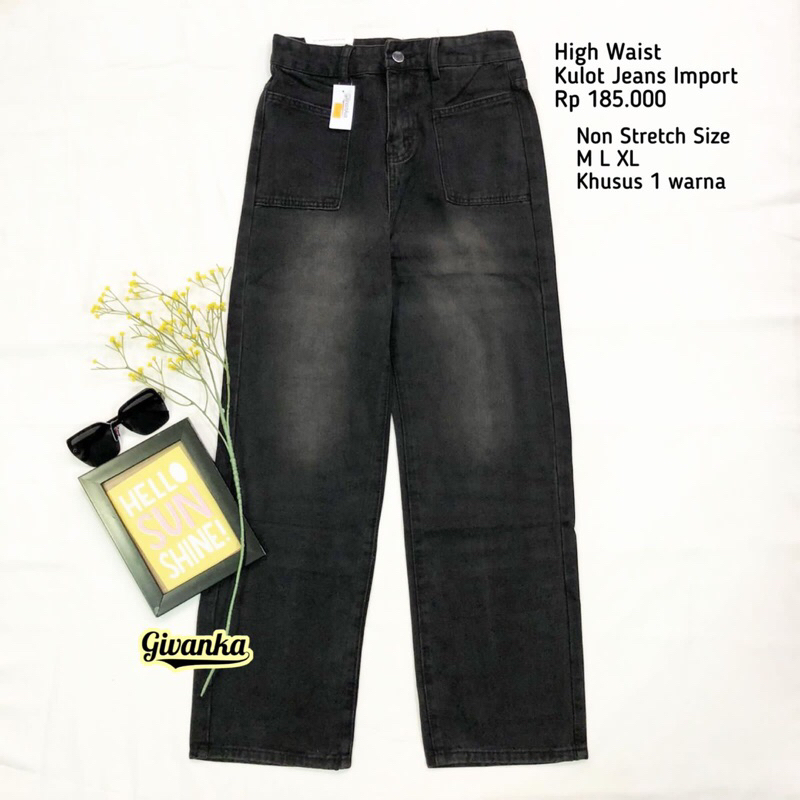 KULOT JEANS HIGHWAIST IMPORT KHUSUS 1WARNA // KULOT JEANS WANITA HIGHWAIST / CELANA PANJANG IMPORT K
