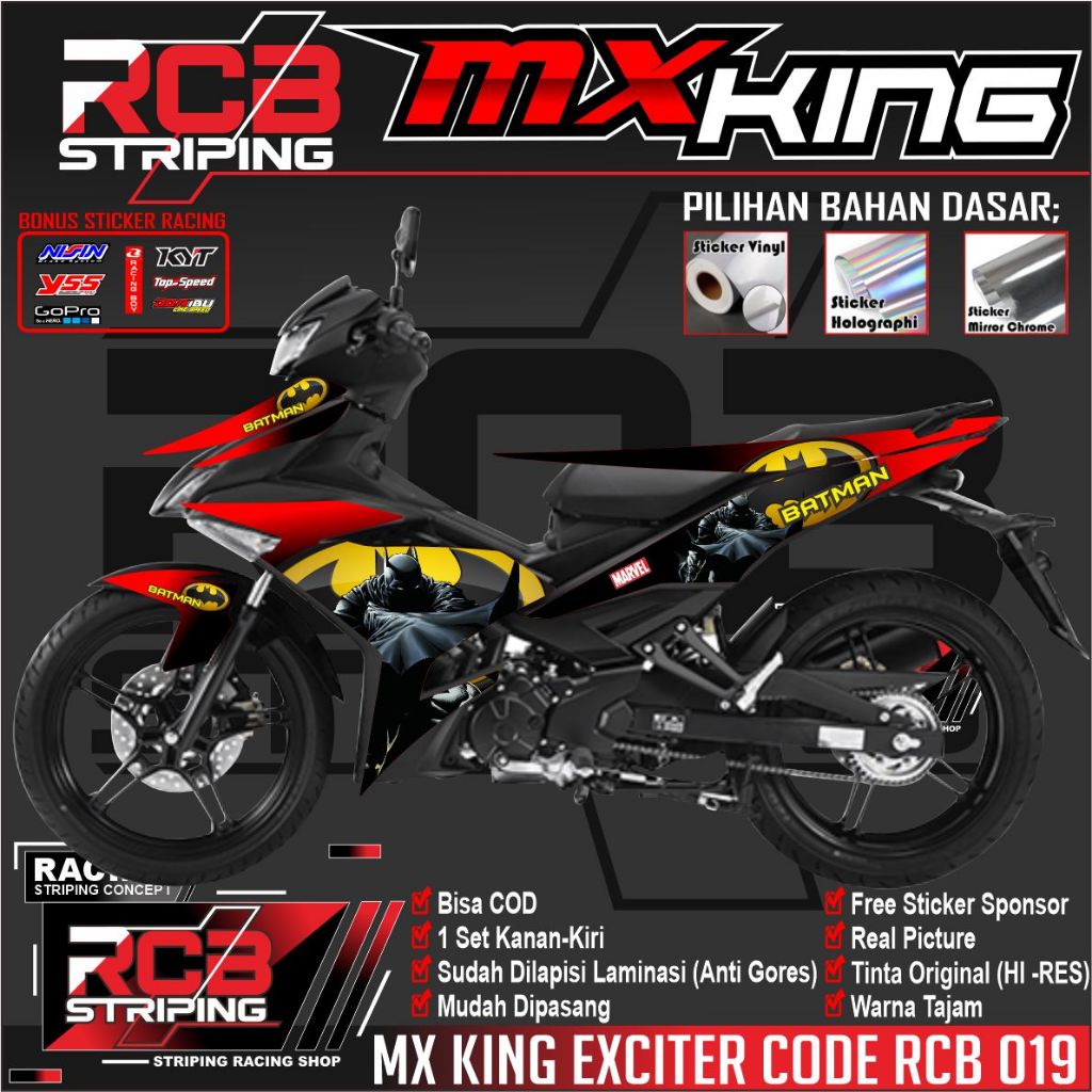 STIKER MX KING EXCITER STRIPING MX KING EXCITER STRIPING MX KING EXCITER MX KING BATMAN RCB 019