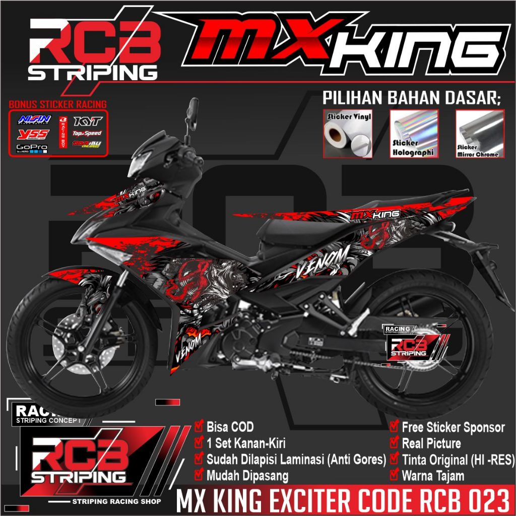 Sticker Striping Variasi Mx King EXCITER - Stiker Striping Motor Mx King  EXCITER VENOM RCB 023