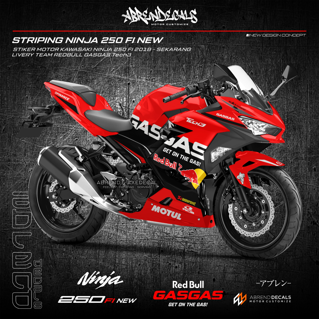 STRIPING NINJA FI 2018 - SEKARANG LIVERY TEAM GAS GAS TECH 3 MOTOR GP 2024 / STIKER MOTOR KAWASAKI N