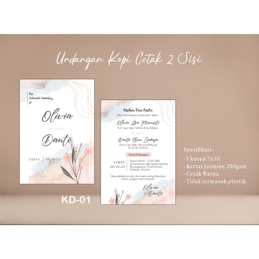 (7x10cm) Undangan Mini / Undangan Kopi / Undangan Kecil Cetak 2 Sisi