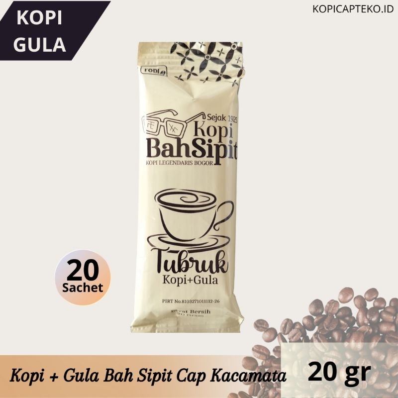 

Kopi BAH SIPIT CAP KACAMATA PLUS GULA 20 Gr (Isi 20 Sachet)