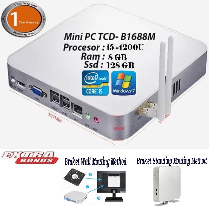 Mini PC Intel Core i7 -4500U 8Gb 128Gb Wifiii