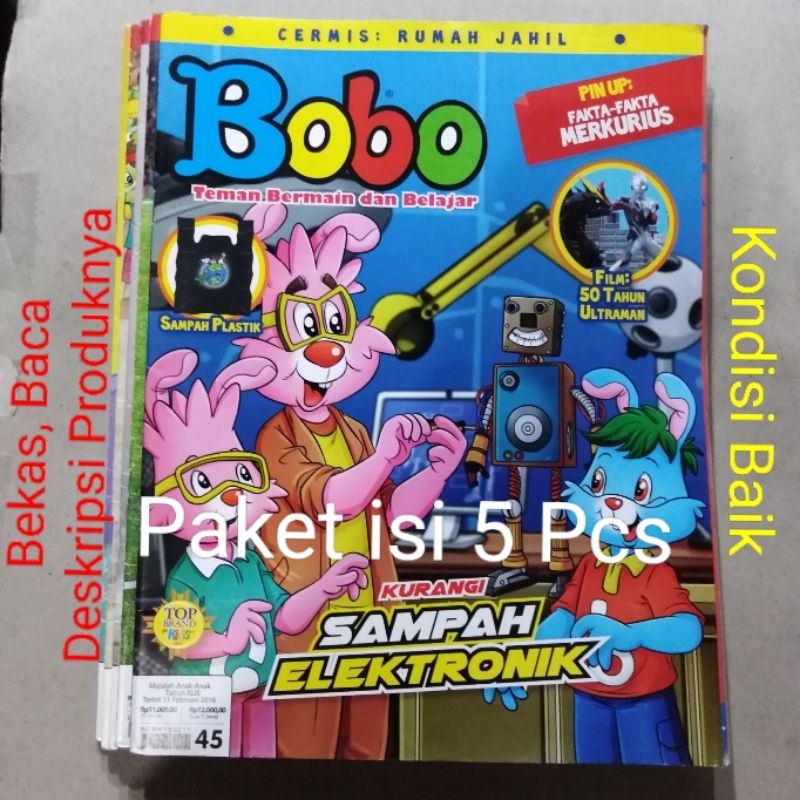 Majalah Bobo Tahun 2013 2014 2015 2016 Nomor 04 09 19 30 45 Kurangi Sampah Elektronik