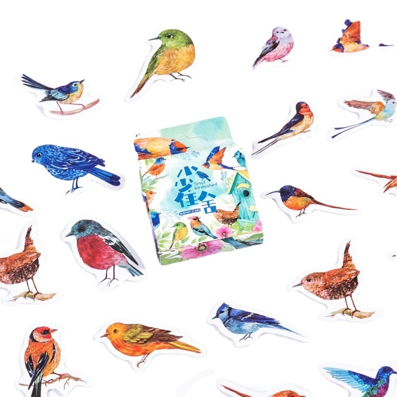 

【MAPLESOL】46 Pcs Bird House Sticker Box animal diary / Sticker Burung Dekorasi Jurnal DIY self-adhesive decorative sealing stickers Stiker Bujo / scrapbook / journal junk / Jurnal / Buku Diary / sticker Retro / vintage