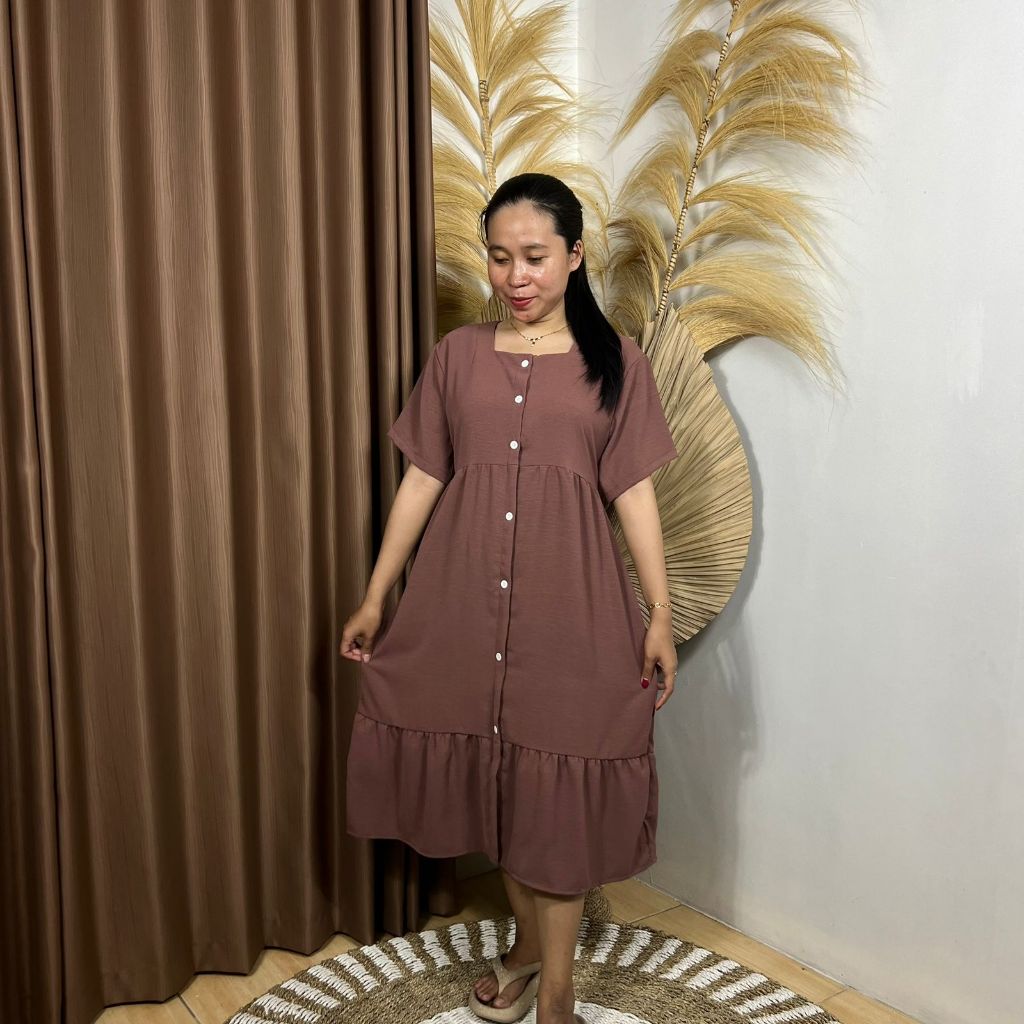 Daster Andin Kancing depan Polos Busui Tali samping