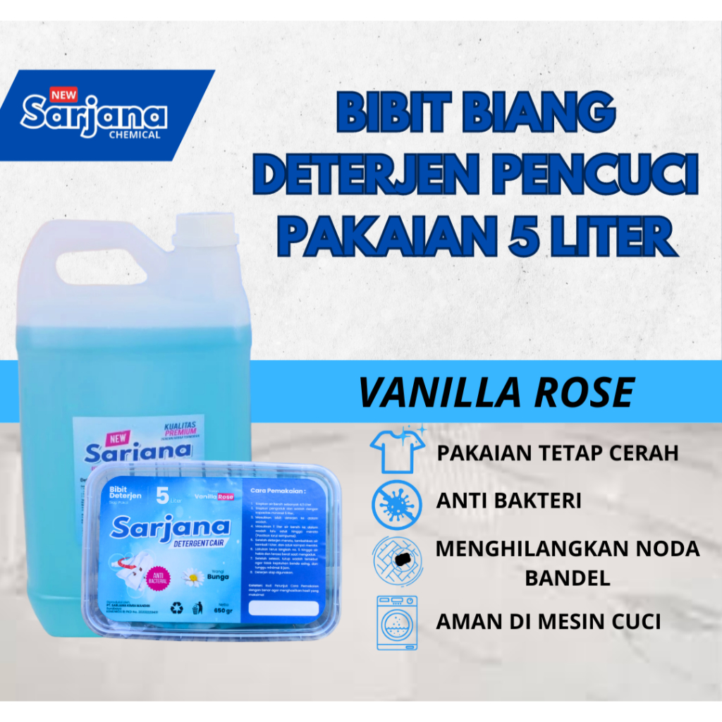 BIBIT BIANG SABUN CUCI PAKAIAN 5 LITER / BIANG DETERJEN CAIR SARJANA /  BIANG SABUN DETERGEN CUCI BA