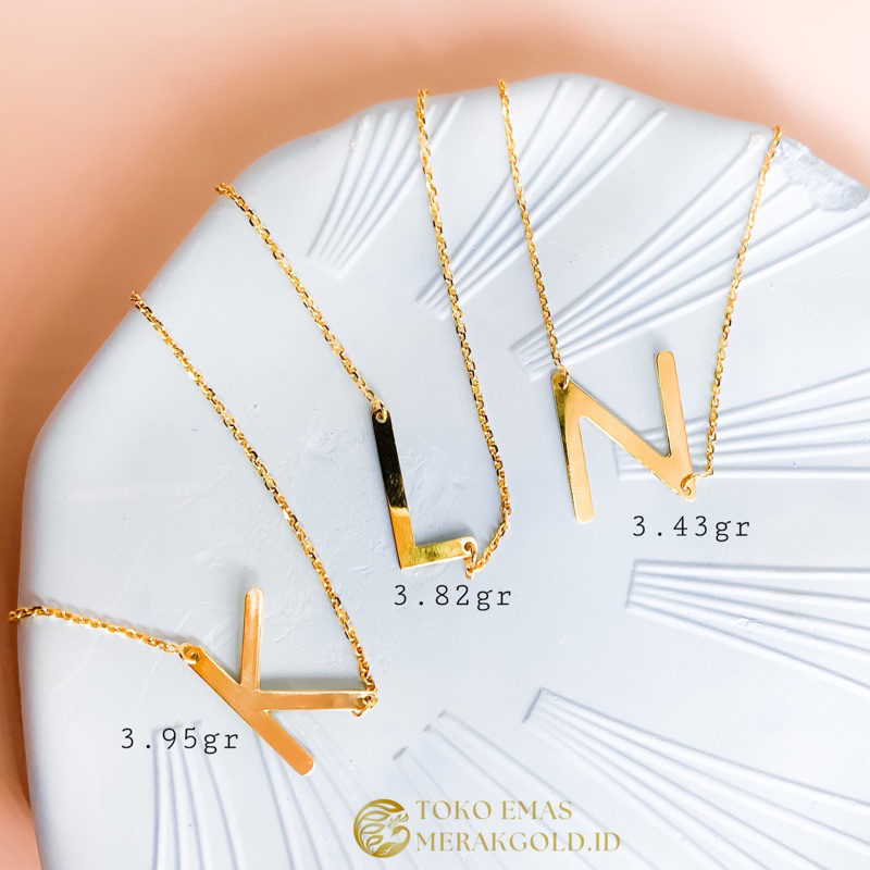 Kalung Emas Alpha Bold Kalung Emas Huruf K L N AlphaBold Huruf K Kadar 700