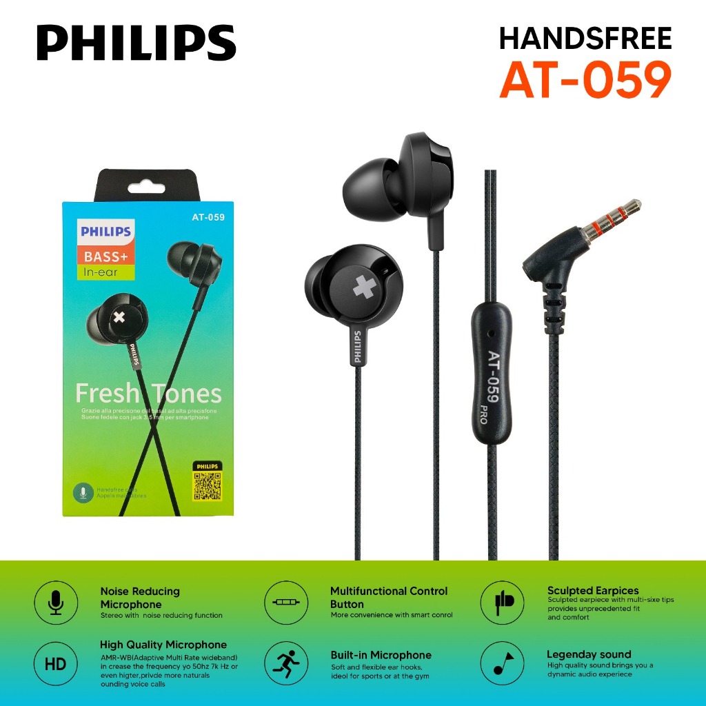 Handsfree PHILIPS AT-059/AT59 Fresh Tone Super Bass / headset philips at-059