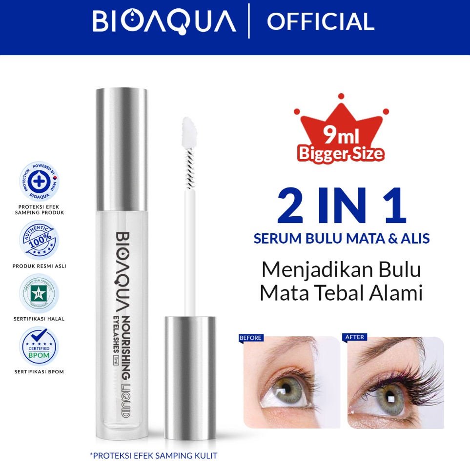 Terkini  BIOAQUA EyeLash Serum Bulu Mata dan Alis BPOM Halal 9ml Pelentik Bulu Mata Serum Penumbuh B