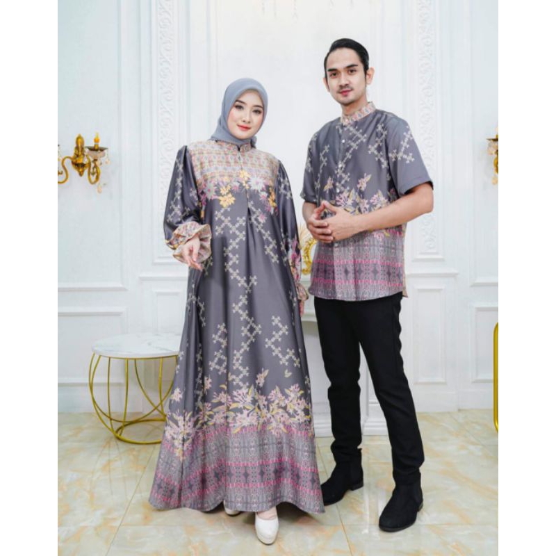 Baju dress gamis setelan oneset couple set pasangan sarimbit lebaran 2026 raya dress kembaran seraga