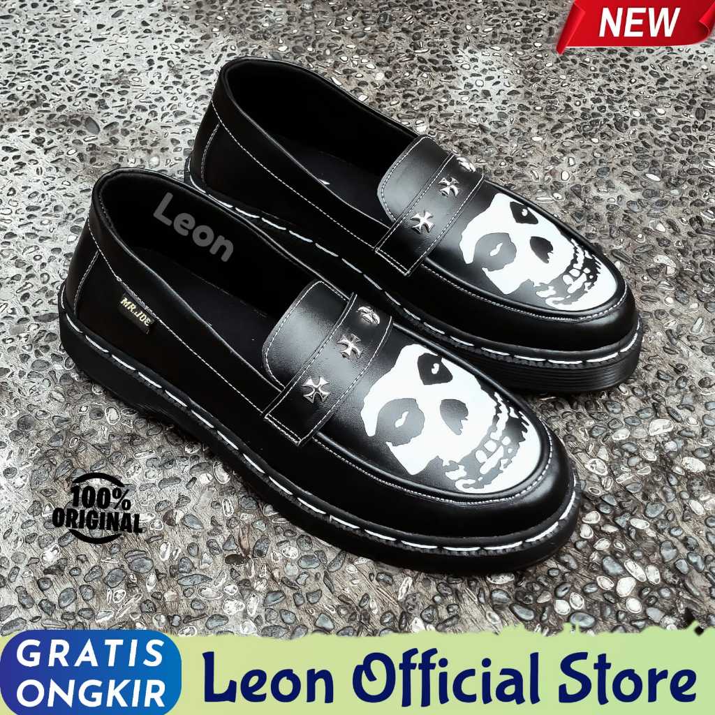 Leon Misfits Sepatu Pantofel Formal Hitam Gambar Misfit Docmart Spike Slip On Casual Kerja Penny Loa