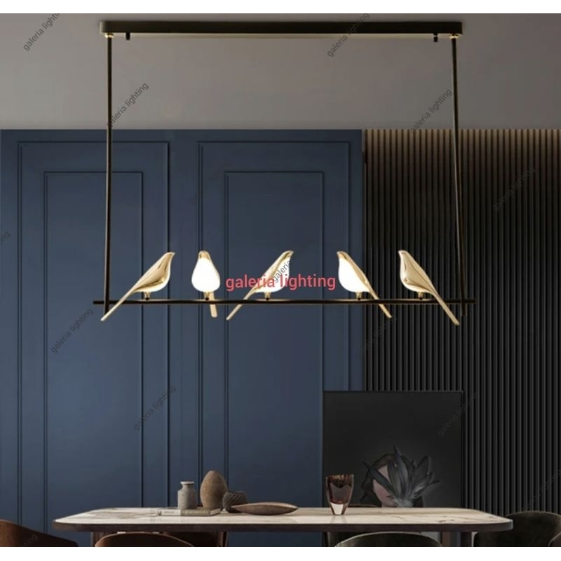 Lampu gantung vintage 5 lampu model burung meja makan tipe 82523/5P