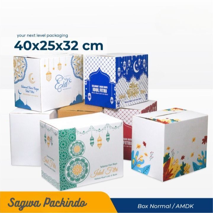

( 1 pcs ) Kardus Box Sembako Lebaran Kotak Dus Parcel Besar Packaging Hampers Idul Fitri EID Mubarak 40x25X32 cm