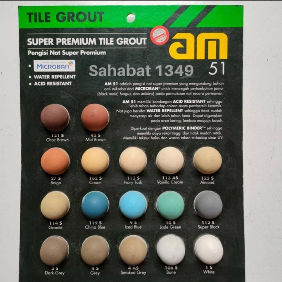 Semen Nat Semen Pengisi Nat Keramik Premium Nat Kolam Renang, Nat Mosaic Keramik AM 51 GREY ( ABU-AB