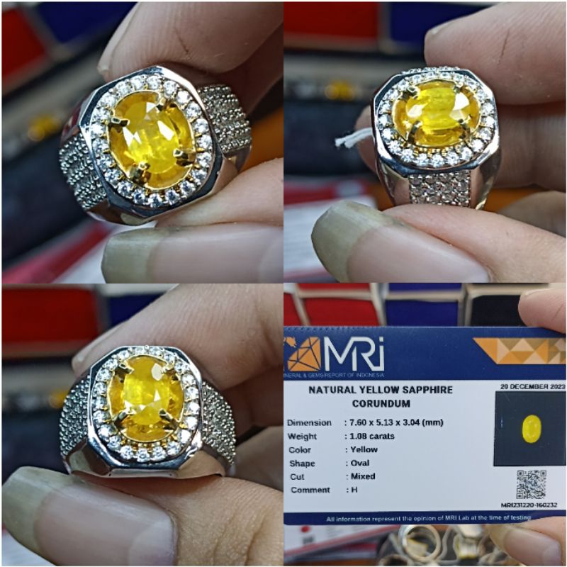 Natural Yellow Sapphire 1,08ct Heat a Memo MRI Ring Perak
