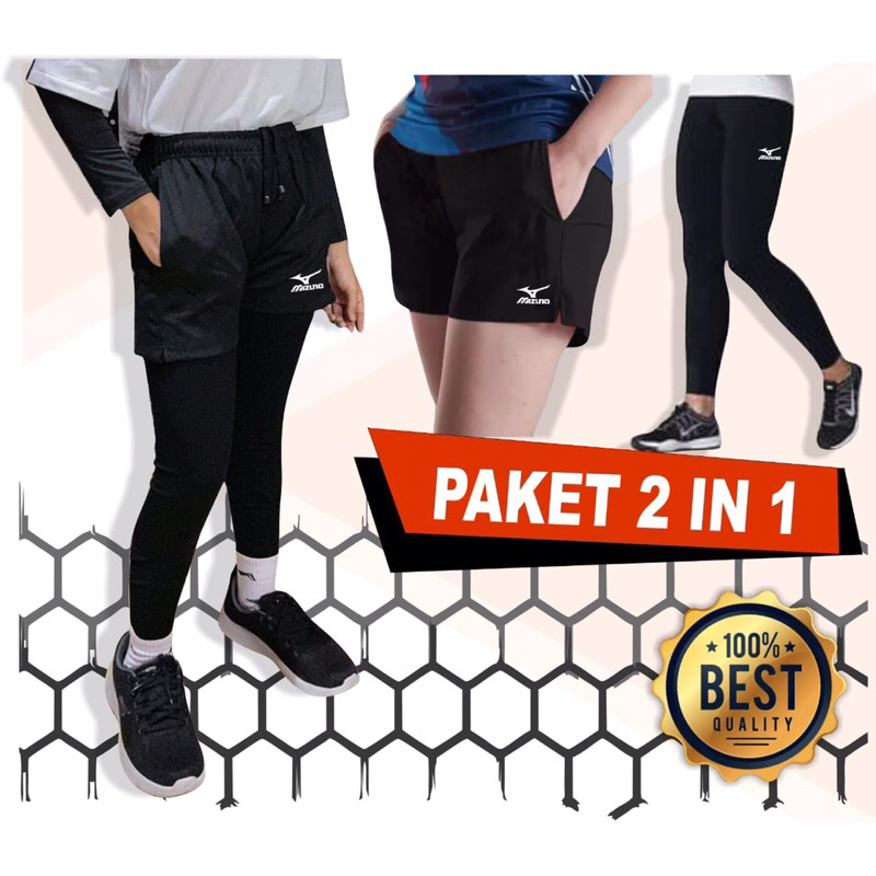 Paket 2 in celana cewek olahraga voli Legging panjang olahraga voli wanita