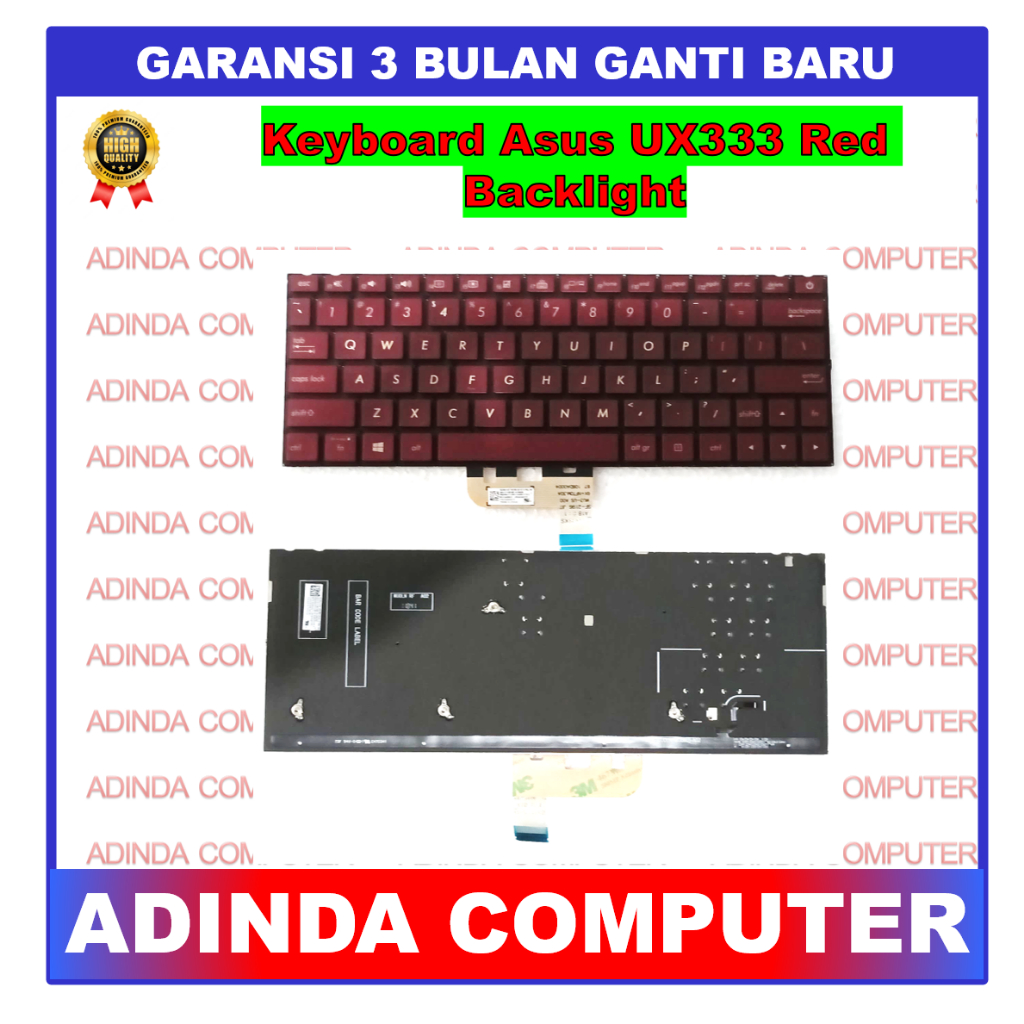 Keyboard Asus Zenbook 13 UX333 UX333FAC UX333FLC UX333FN Red Backlight