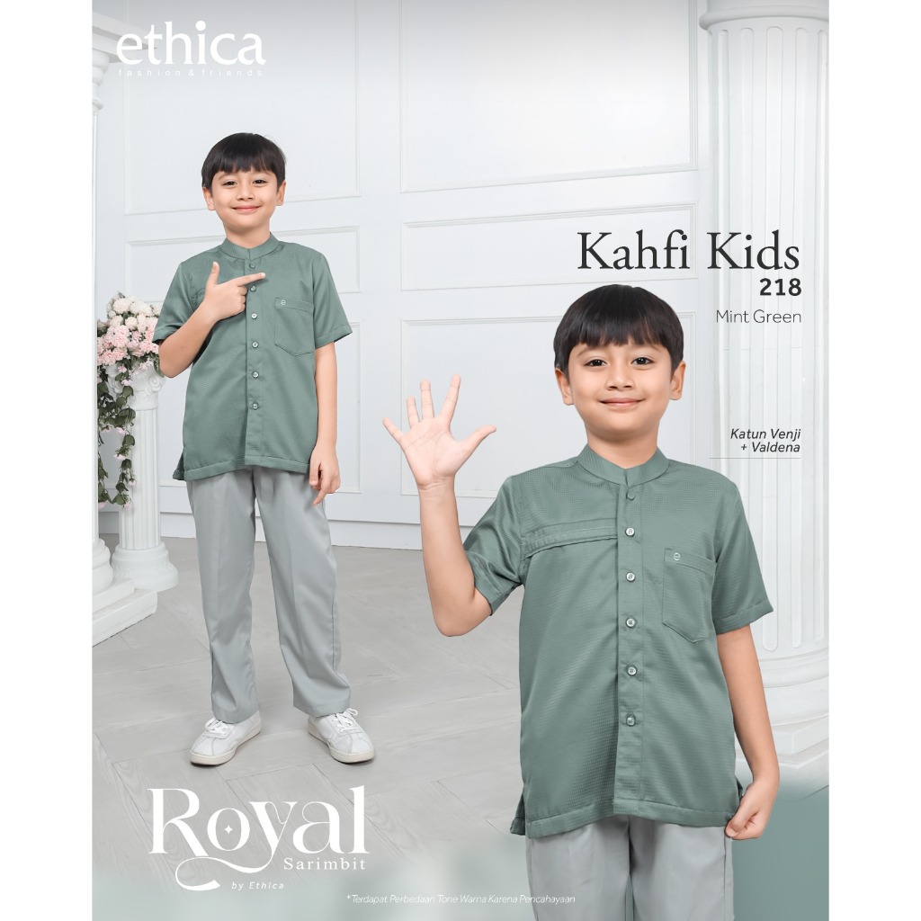 Ethica Sarimbit Royal 10 Mint Green Gamis dan Koko Couple Keluarga Terbaru 2024-7