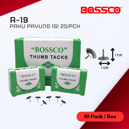 

GROSIR Paku Payung BOSSCO / BOSSCO Thumb Tacks / BOSSCO Pines 1 Dus isi 25000 Pcs