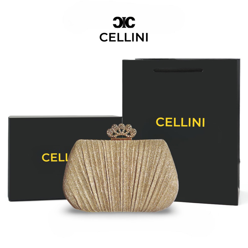 WANG101 - Tas Pesta Cantik CELLINI Kondangan Behel Behel Clutch Selempang Import