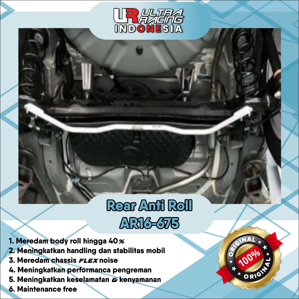 Aksesoris Stabiliser ULTRA RACING Safety Bar - Rear Anti Roll Bar 16mm - Perodua Axia A300 Toyota Ag