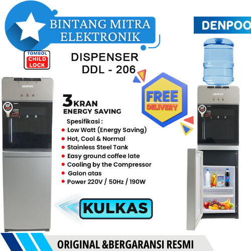 DISPENSER GALON ATAS DDL-206 LOW WATT / DISPENSER BAWAH KULKAS DENPOO