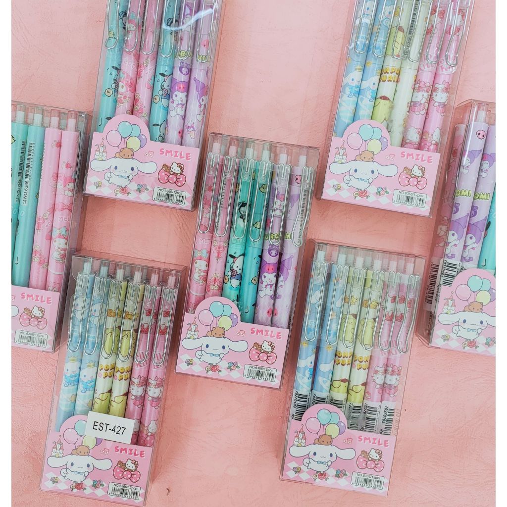 

SANRIO Gel PENA SET Pen set isi 3/6 Karakter Kartun Mix