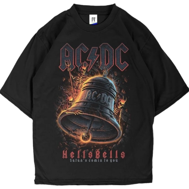 Kaos metal ACDC - HELLS BELLS Tshirt band  baju Premium pria wanita