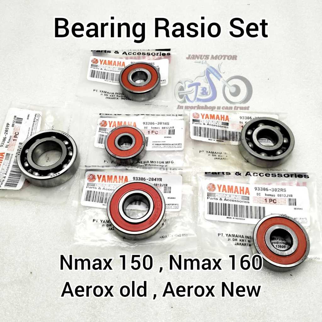 Bearing Rasio set Yamaha Nmax 155 160 Aerox 155 Old New Connected 2DP Kualitas original Presisi tida
