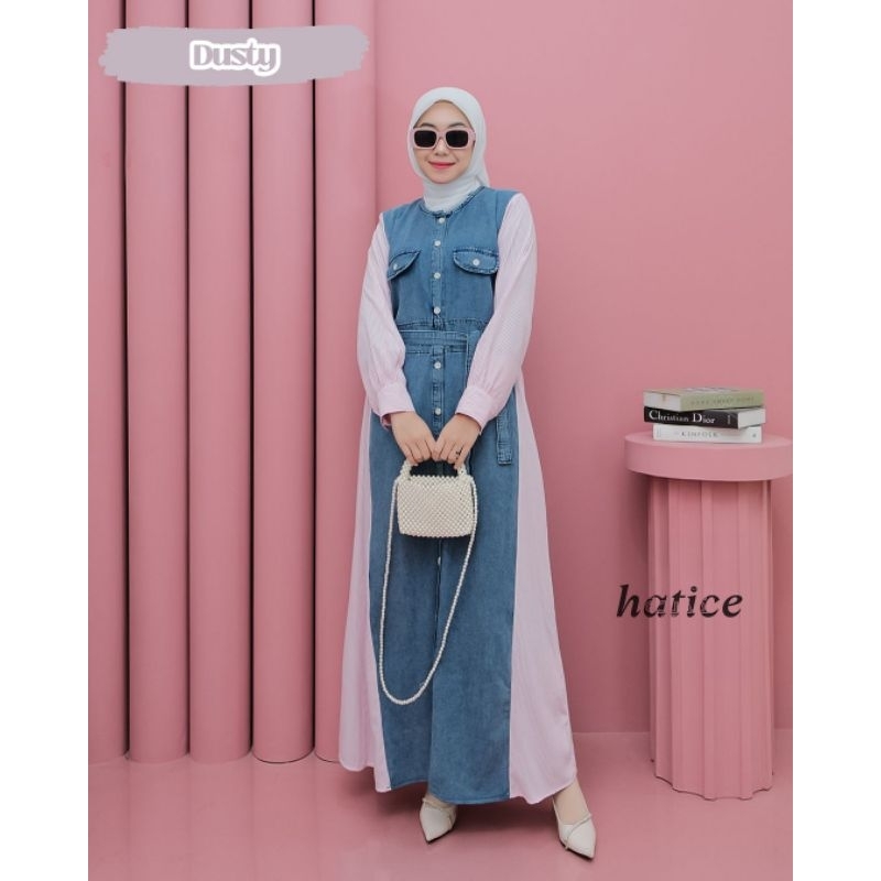 GAMIS JEANS WASH HATICE//DRESS JEANS MIX KATUN YARNED SALUR BY HATICE